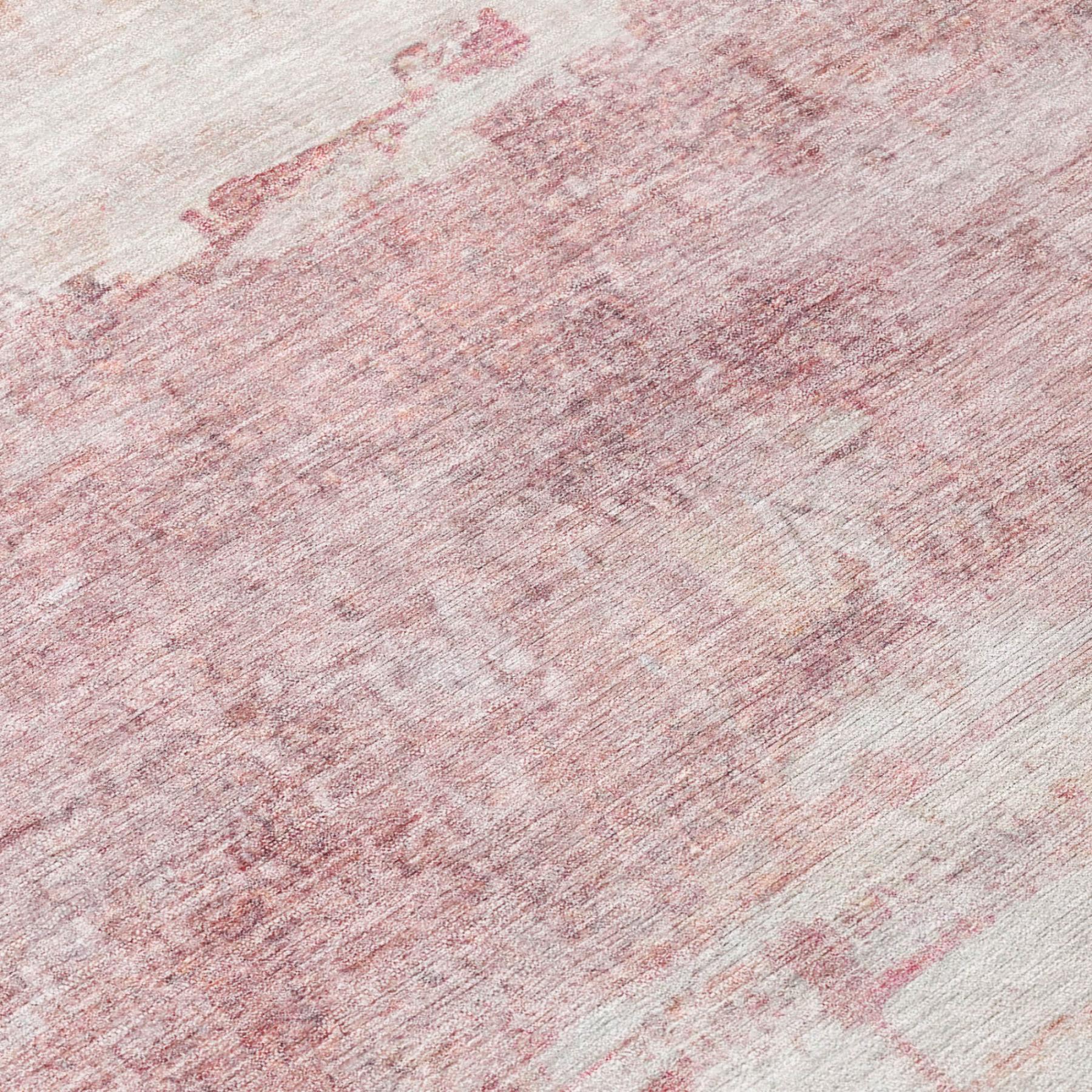3' X 5' Pink And Tan Abstract Washable Indoor Outdoor Area Rug - Sports & Outdoor