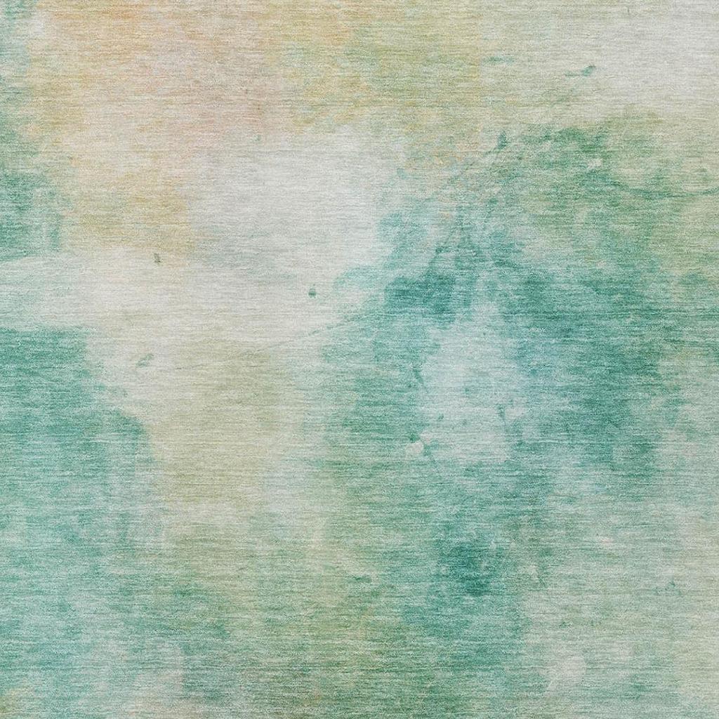 8' X 10' Aqua And Teal Blue Abstract Washable Indoor Outdoor Area Rug - Sports & Outdoor