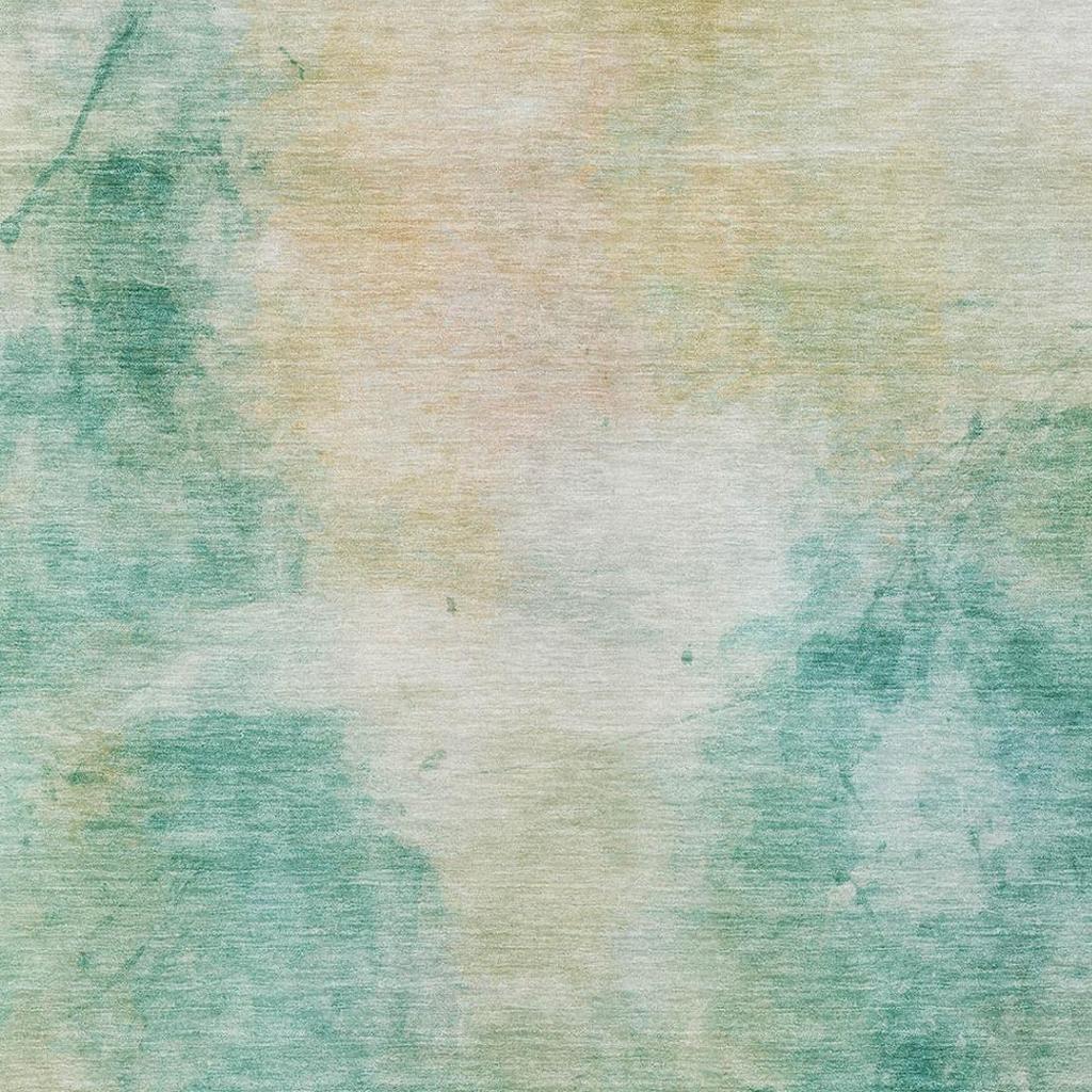 8' X 10' Aqua And Teal Blue Abstract Washable Indoor Outdoor Area Rug - Sports & Outdoor