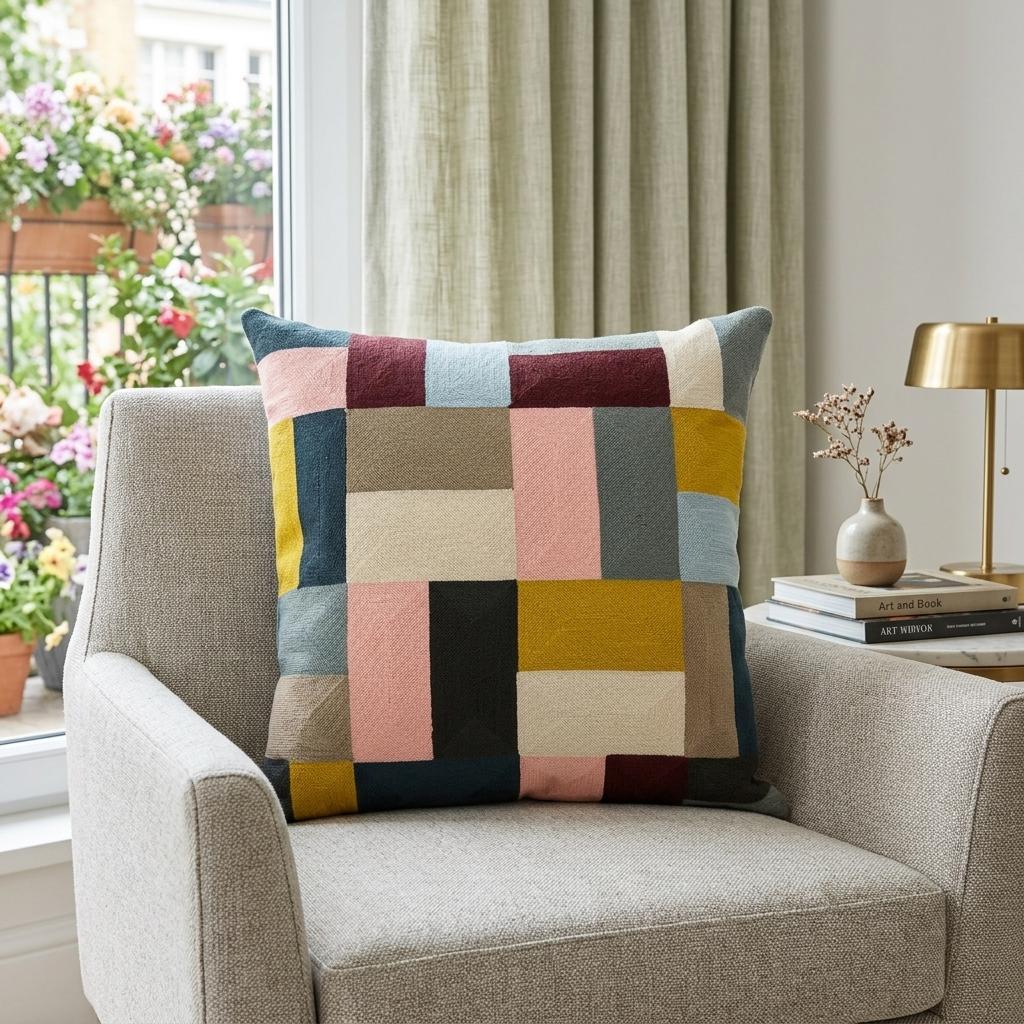 20" Mustard Yellow and Black Cotton Throw Pillow - Home & Garden