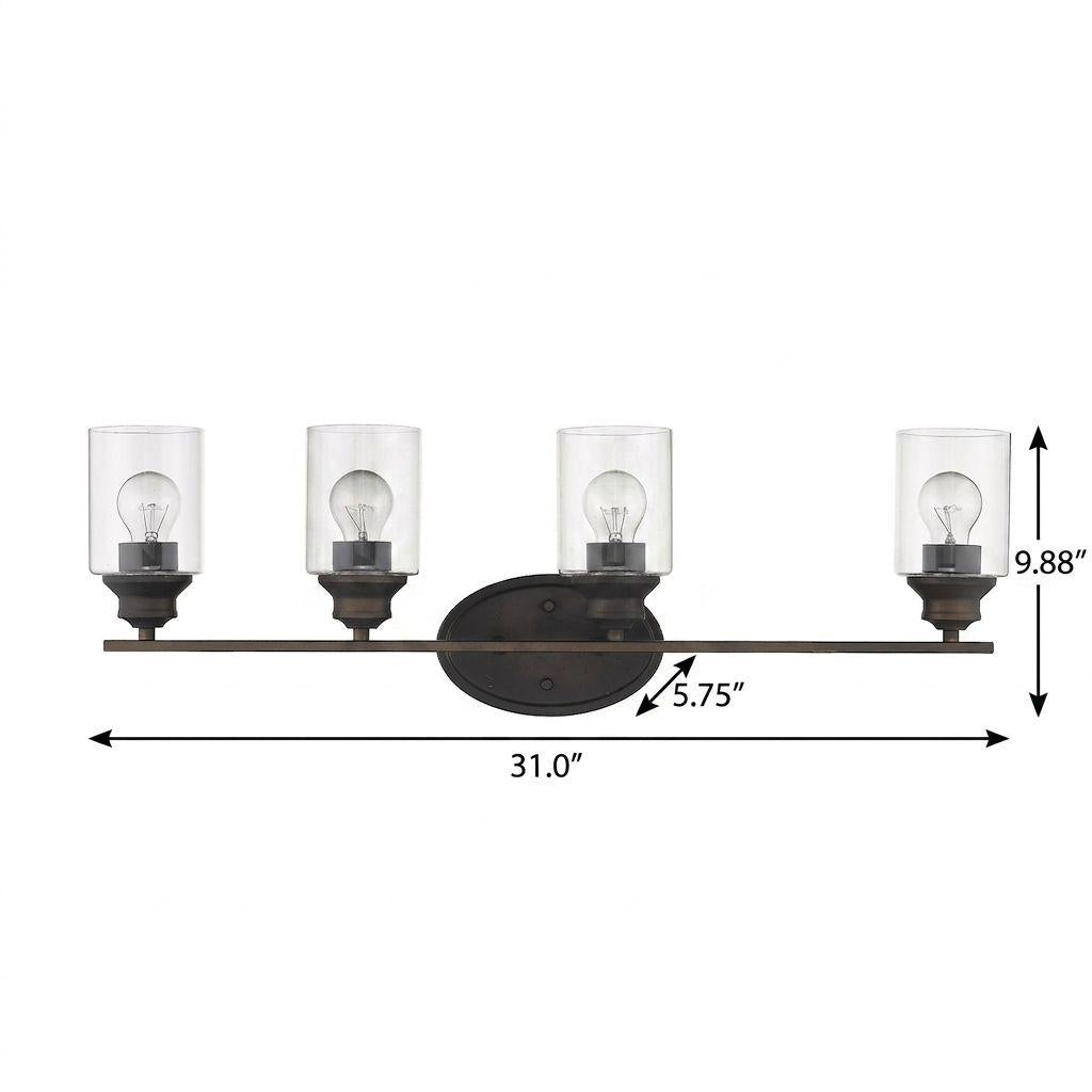 10" Black And Clear Metal and Glass Vanity Flush Mounted Sconce - Lighting