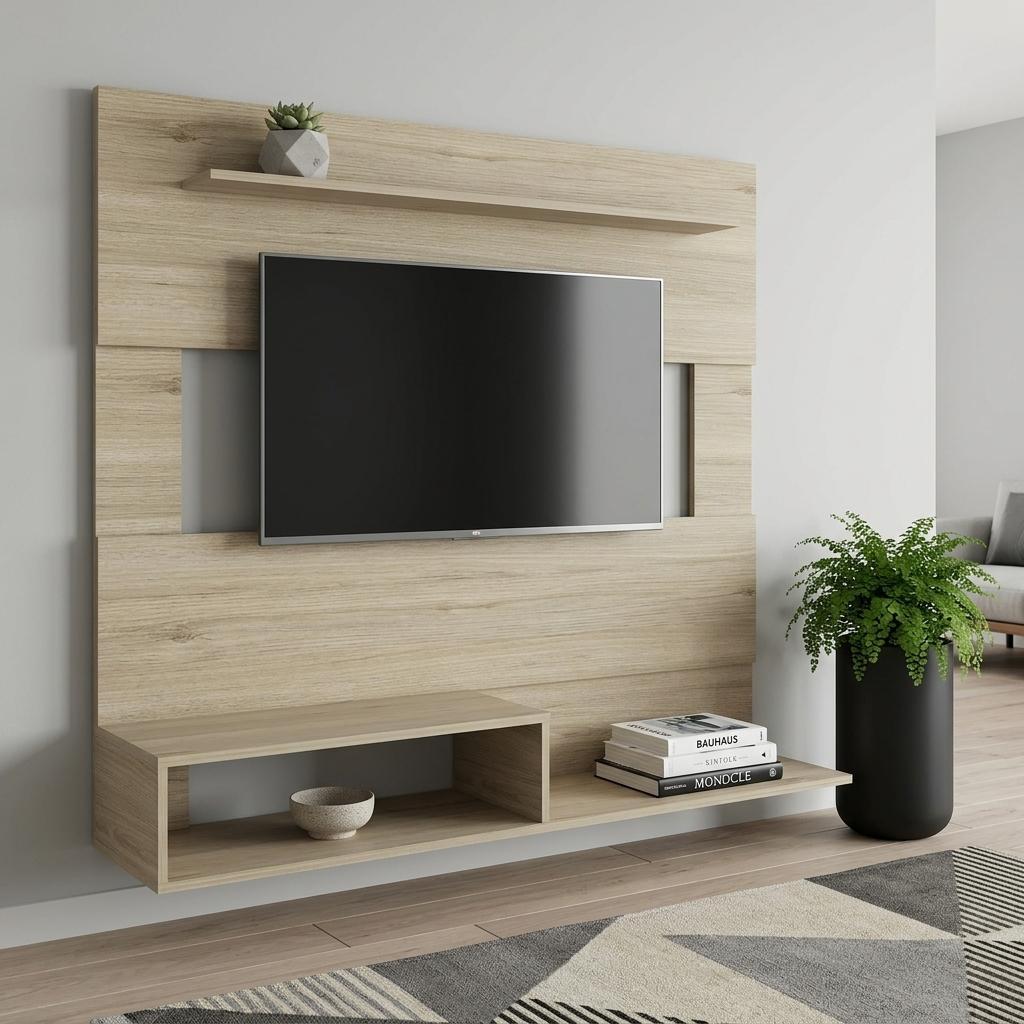 55" Light Pine Open Shelving Entertainment Center - Living Room