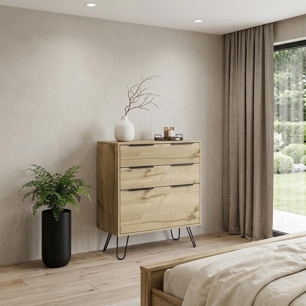 30" Brown And Black Wood Three Drawer Dresser - Bed & Bath