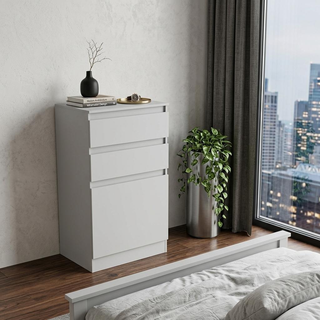 23" White Wood Two Drawer Dresser - Bed & Bath
