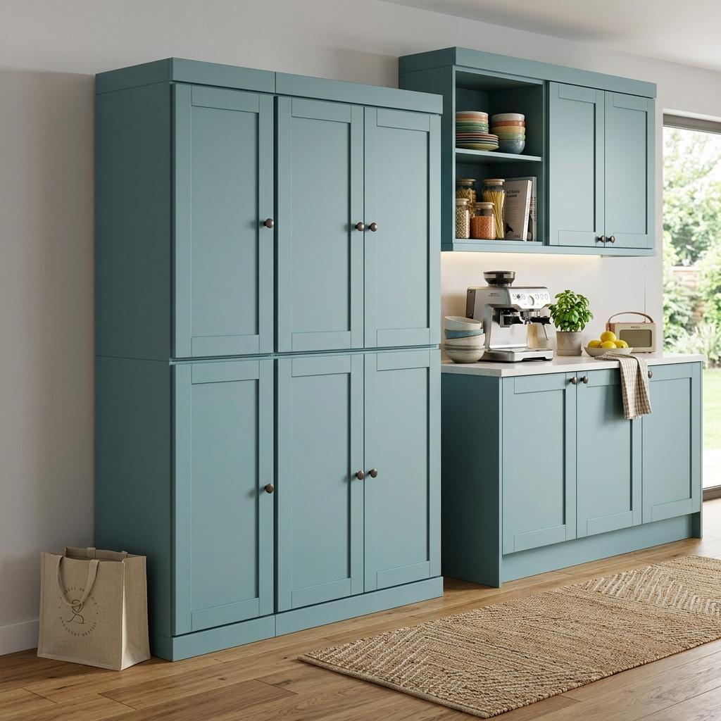 72" Aqua Solid Wood 8 Pantry Or Storage Closet - Kitchen & Dining