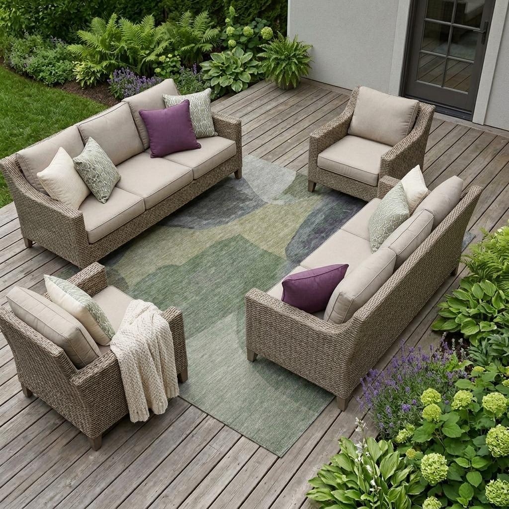 10' X 14' Sage And Green Abstract Washable Indoor Outdoor Area Rug - Sports & Outdoor
