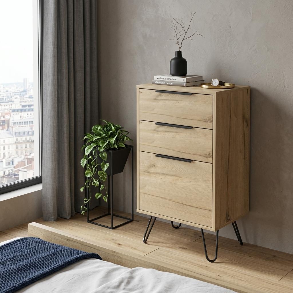 18" Brown And Black Wood Three Drawer Dresser - Bed & Bath