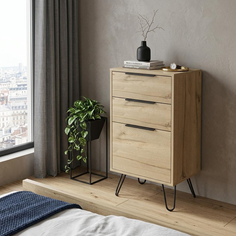 18" Brown And Black Wood Three Drawer Dresser - Bed & Bath