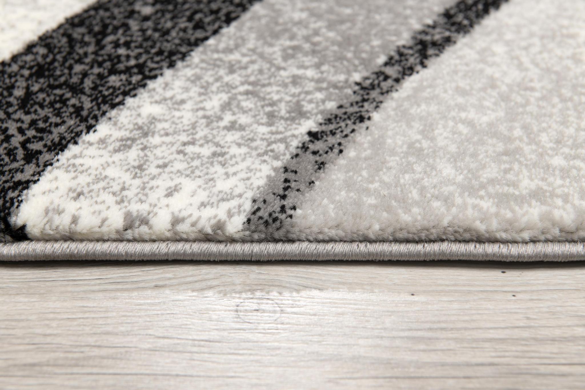 17' Runner Black And Gray Abstract Runner Rug - Home & Garden
