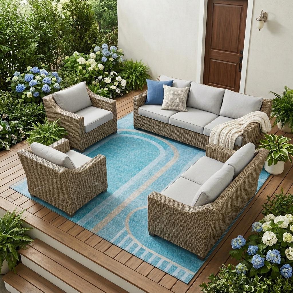 10' X 14' Teal Abstract Washable Indoor Outdoor Area Rug - Sports & Outdoor