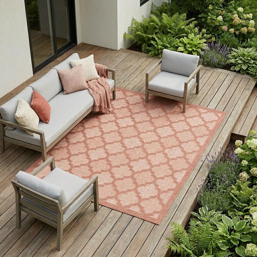 8' X 10' Orange Indoor Outdoor Area Rug - Outdoor