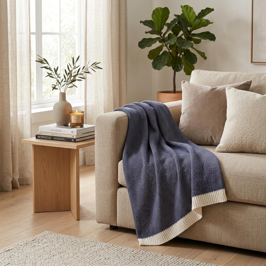 Soft Navy Blue Links Pattern Throw Blanket - Home Decor