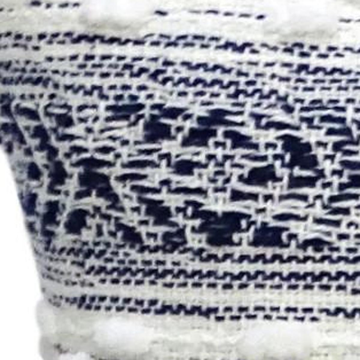 22" X 22" Blue And Peach Southwestern Stripe Handmade Throw Pillow With Tassels - Home Decor