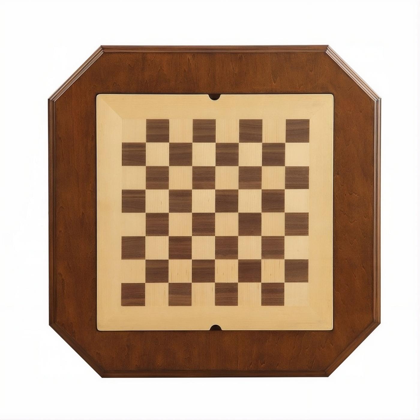 28" Brown Cherry Octagonal Game Table With Drawer - Living Room