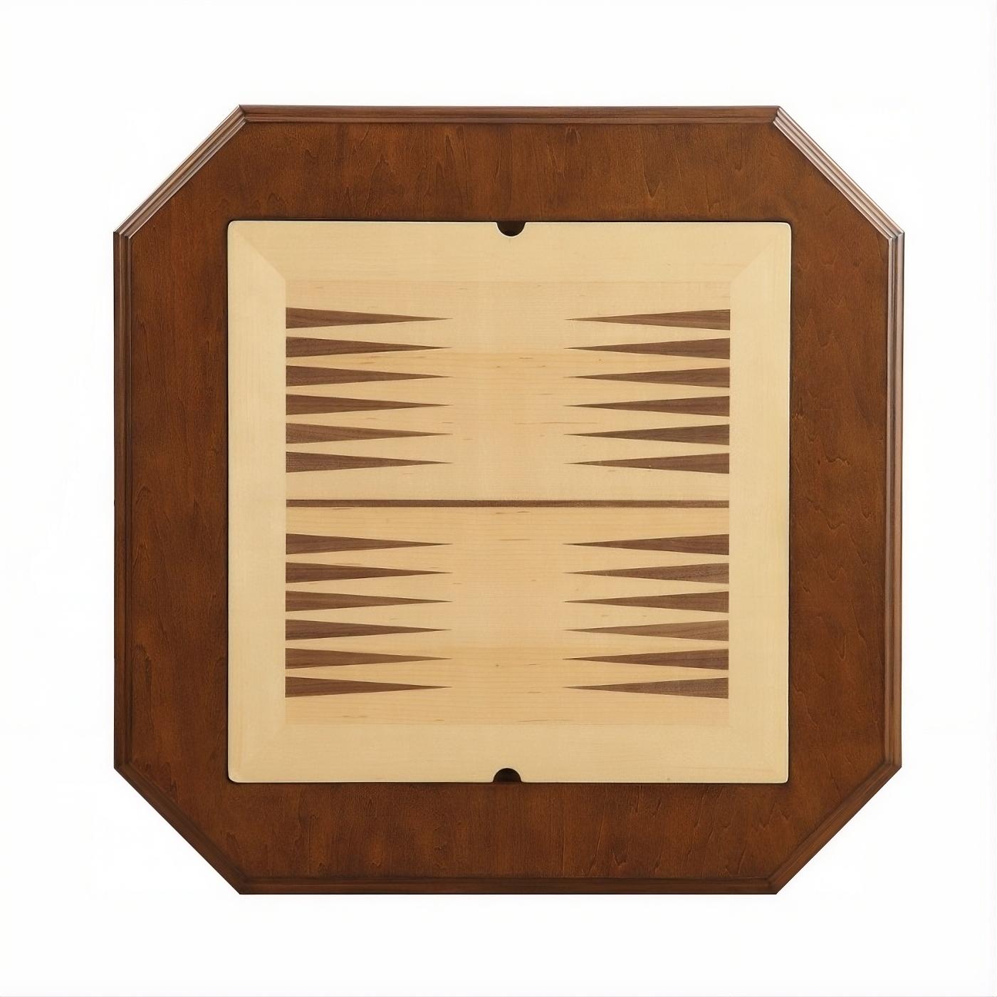 28" Brown Cherry Octagonal Game Table With Drawer - Living Room