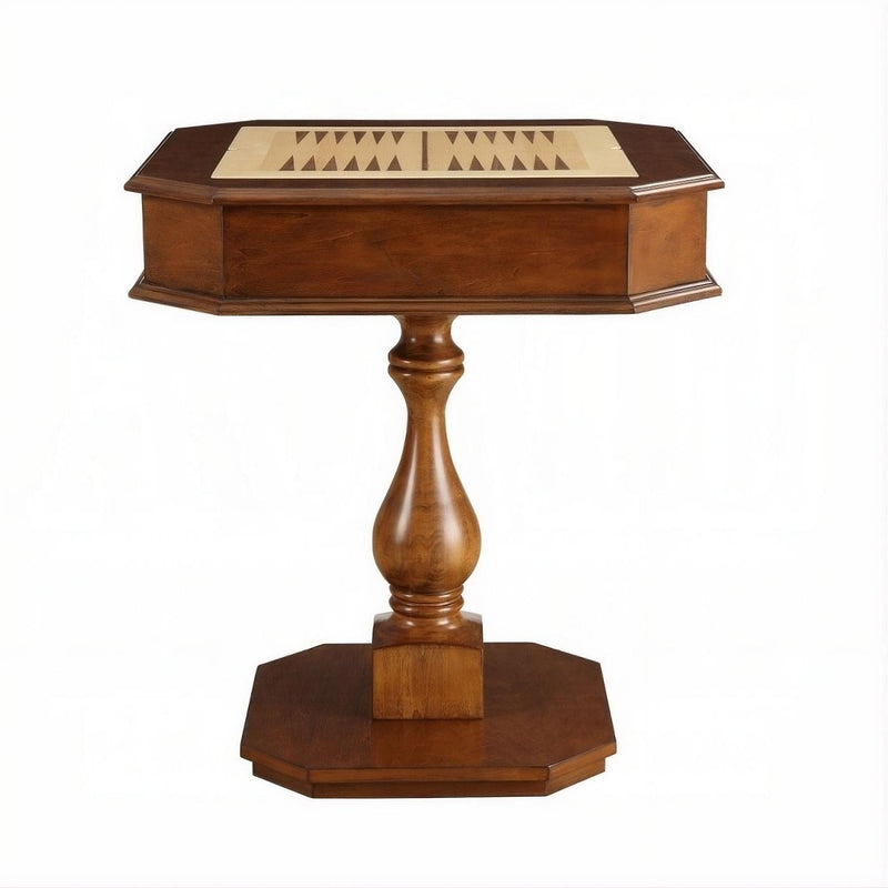 28" Brown Cherry Octagonal Game Table With Drawer - Living Room