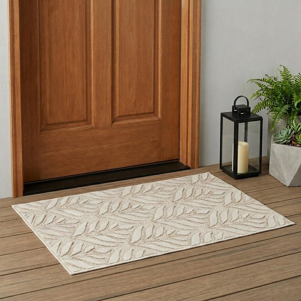 3' X 4' Gray and Ivory Floral Indoor Outdoor Area Rug - Outdoor