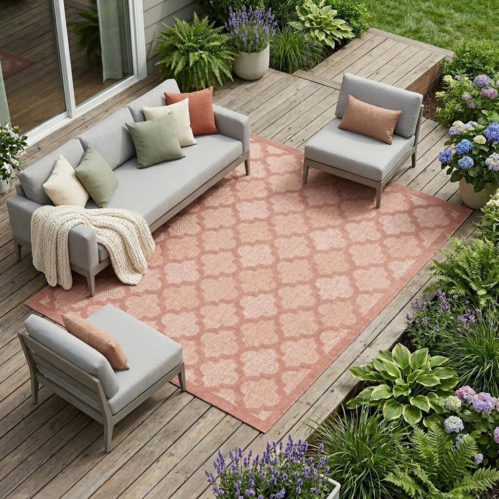7' X 10' Orange Indoor Outdoor Area Rug - Outdoor