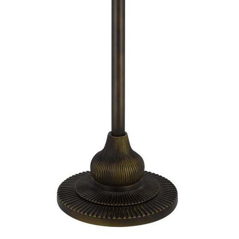 Bronze metal floor lamp base with ribbed round pedestal and weighted stand