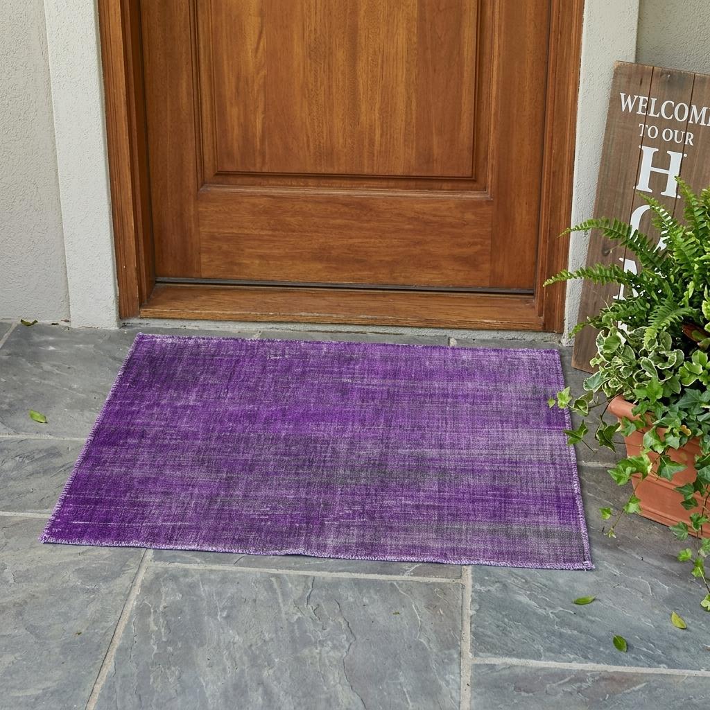 2' X 3' Purple Striped Washable Non Skid Indoor Outdoor Area Rug - Sports & Outdoor