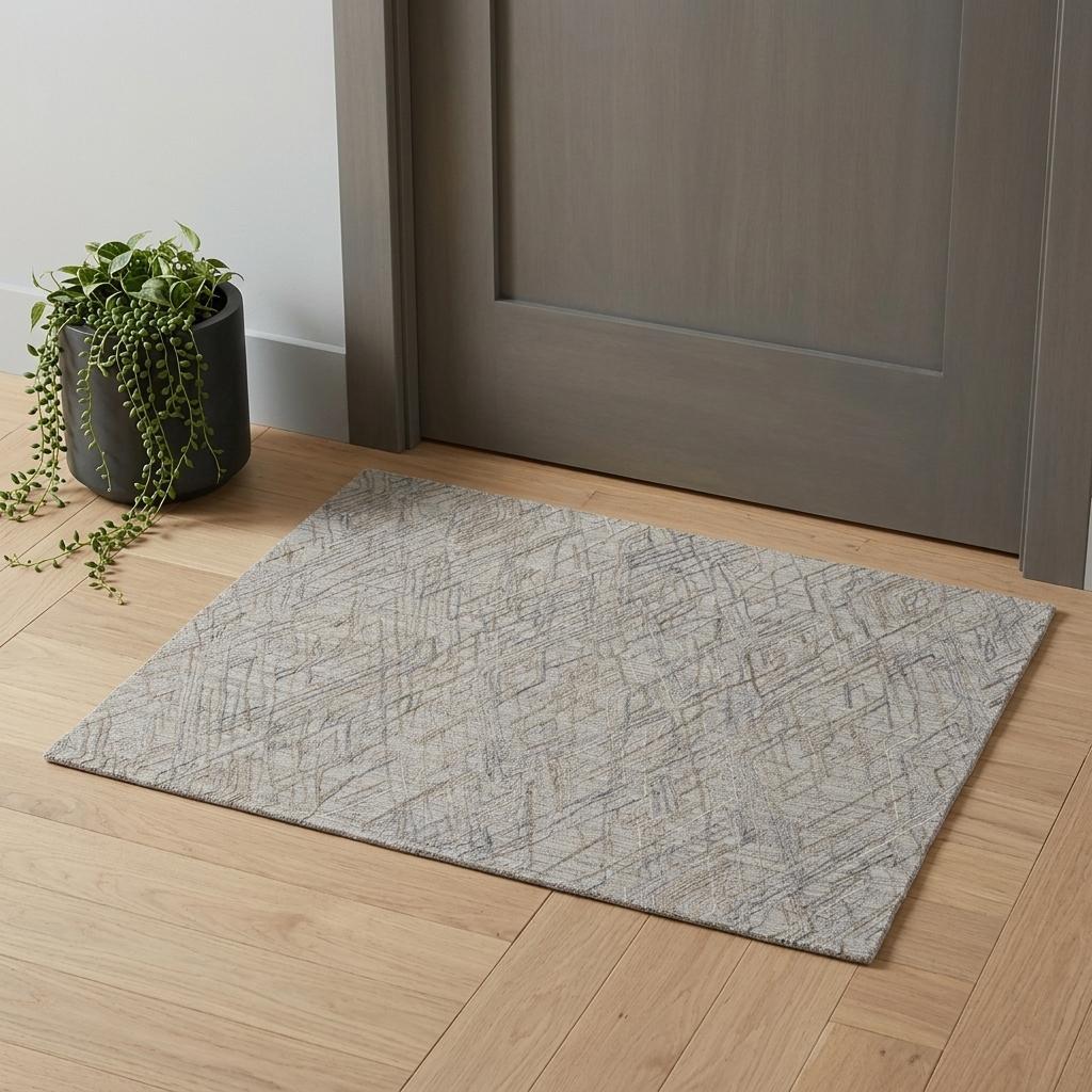 2' X 3' Blue and Gray Abstract Hand Woven Area Rug - Home & Garden