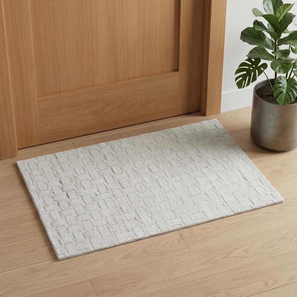 2' X 3' Silver and White Striped Hand Woven Area Rug - Home & Garden