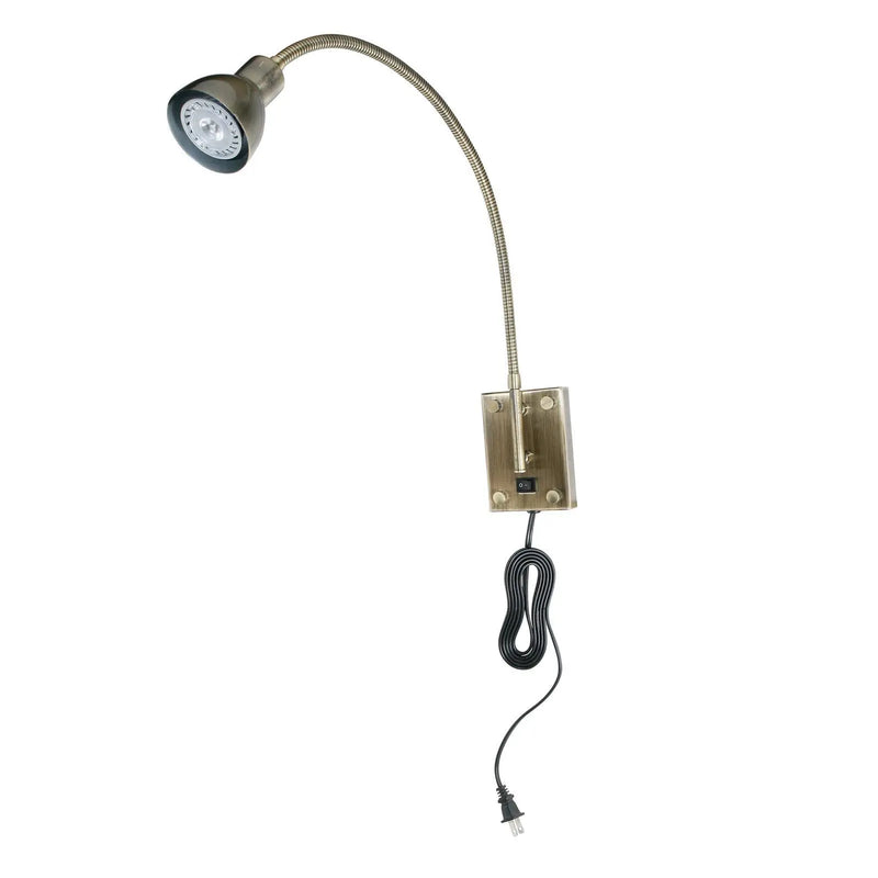 30" Antiqued Brass Metal Spotlight Wall Sconce Homeroots Lighting