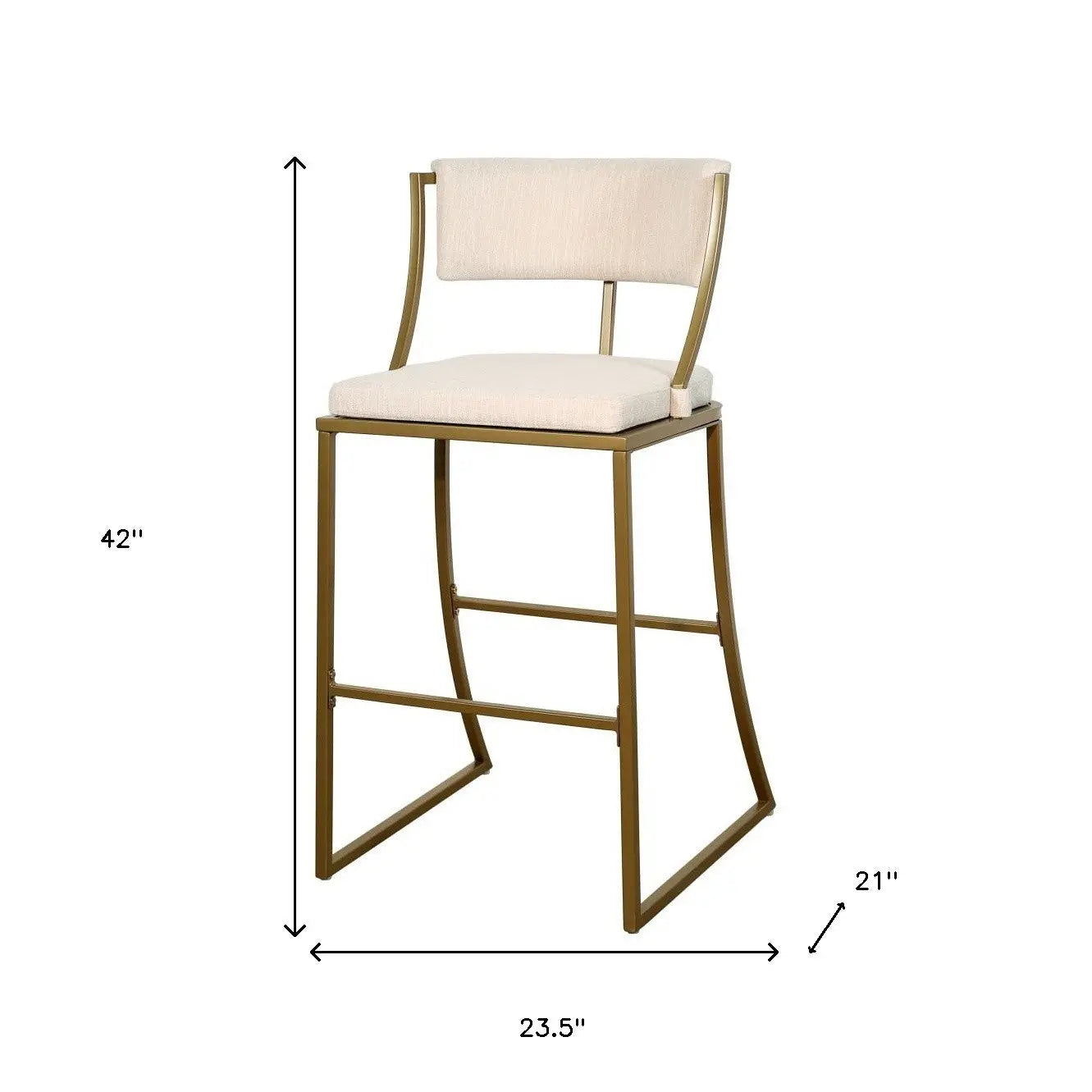 30" Beige And Antiqued Brass Steel Low Back Bar Height Bar Chair Homeroots Living Room
