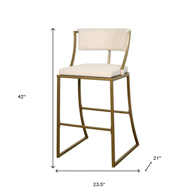 30" Beige And Antiqued Brass Steel Low Back Bar Height Bar Chair Homeroots Living Room