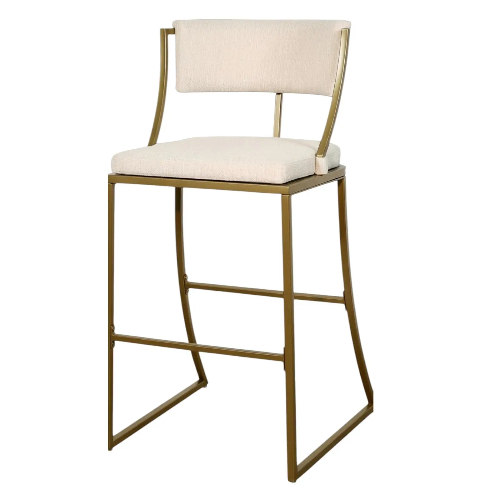 30" Beige And Antiqued Brass Steel Low Back Bar Height Bar Chair Homeroots Living Room