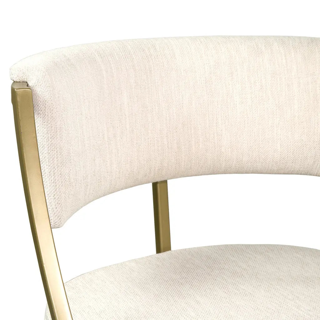 30" Beige And Antiqued Brass Steel Low Back Bar Height Bar Chair Homeroots Living Room