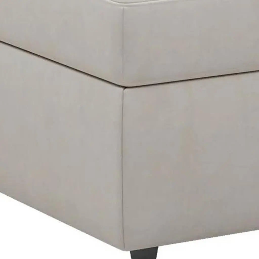 30" Beige and Black Velvet Storage Ottoman Homeroots Living Room