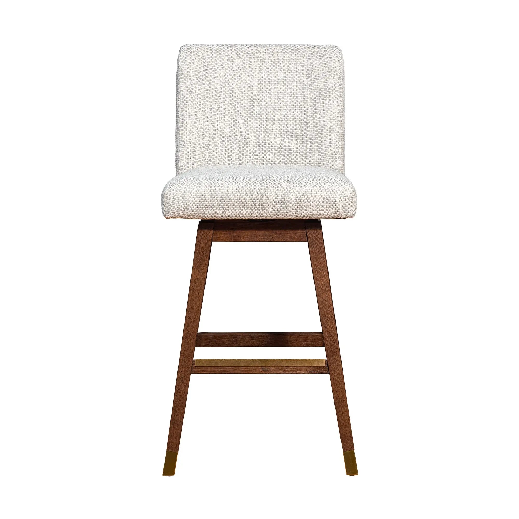 30" Beige and Wood Brown Solid Wood Bar Height Swivel Bar Chair Homeroots Living Room