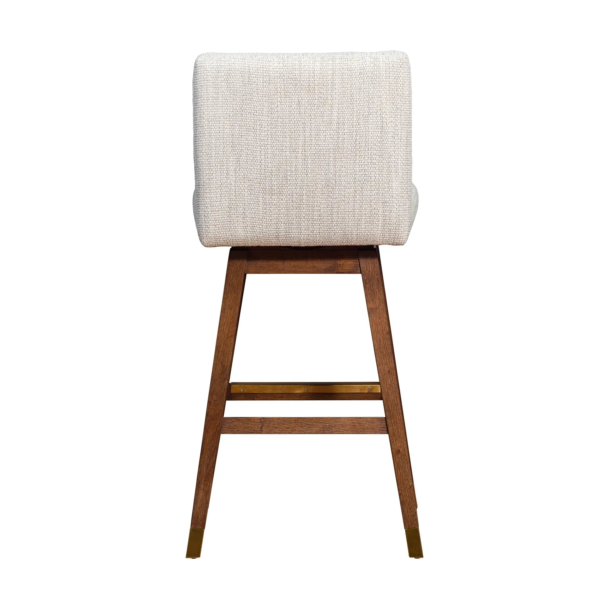 30" Beige and Wood Brown Solid Wood Bar Height Swivel Bar Chair Homeroots Living Room