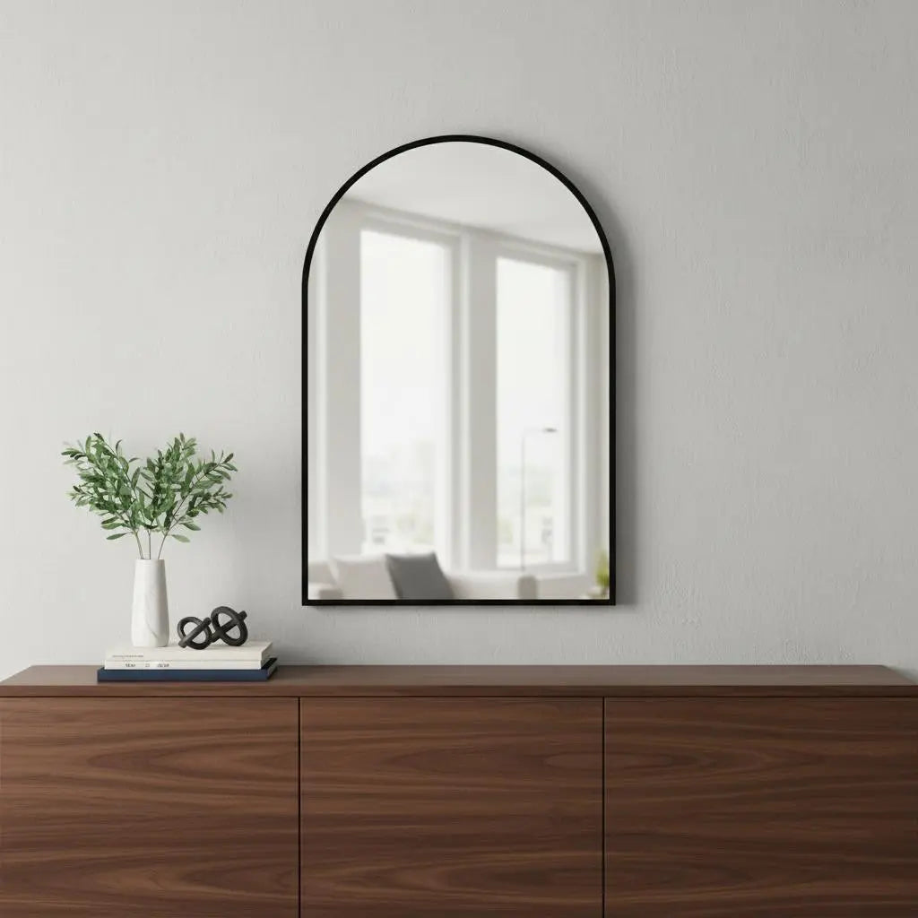30" Black Aluminum Arch Framed Accent Mirror Homeroots Bed & Bath
