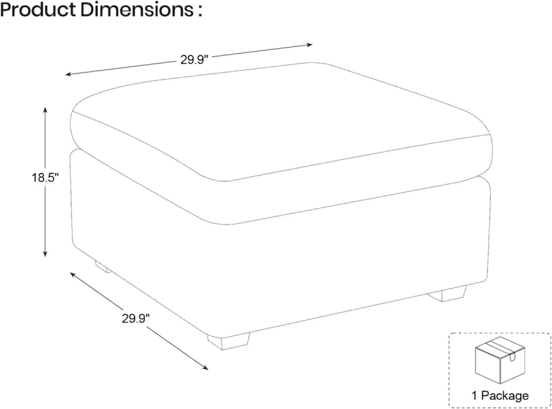 30" Black Corduroy Storage Ottoman Homeroots Living Room
