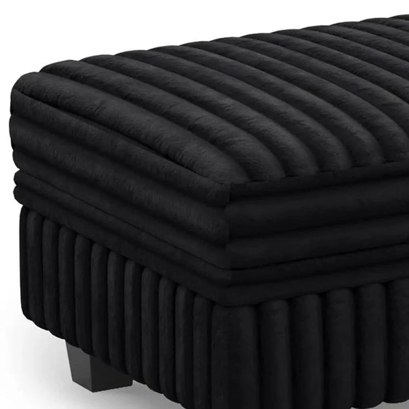 30" Black Faux Fur Storage Ottoman Homeroots Living Room