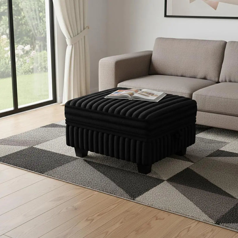 30" Black Faux Fur Storage Ottoman Homeroots Living Room