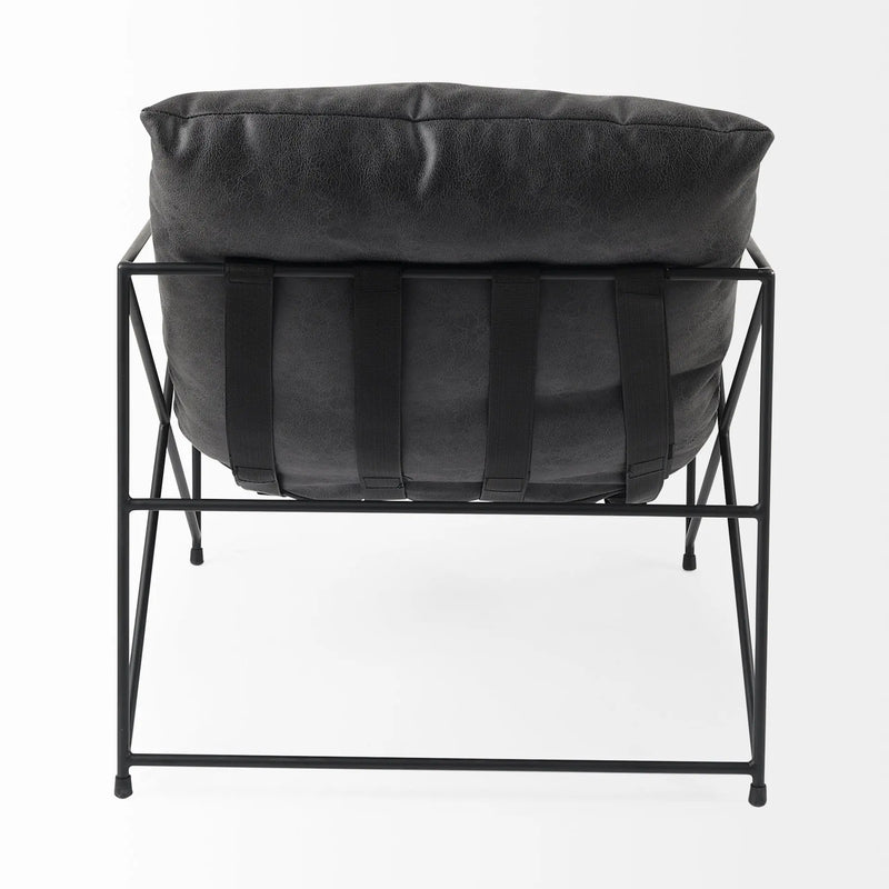 30" Black Faux Leather Distressed Wingback Chair Homeroots Living Room