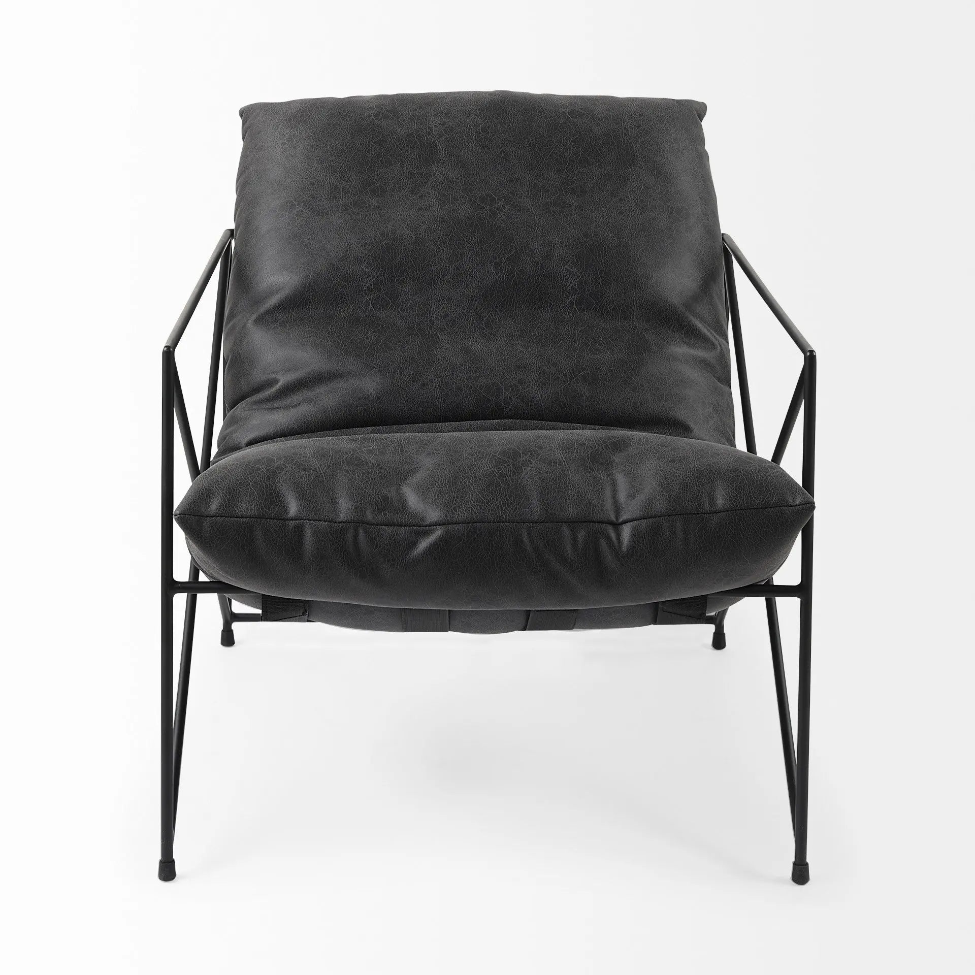 30" Black Faux Leather Distressed Wingback Chair Homeroots Living Room