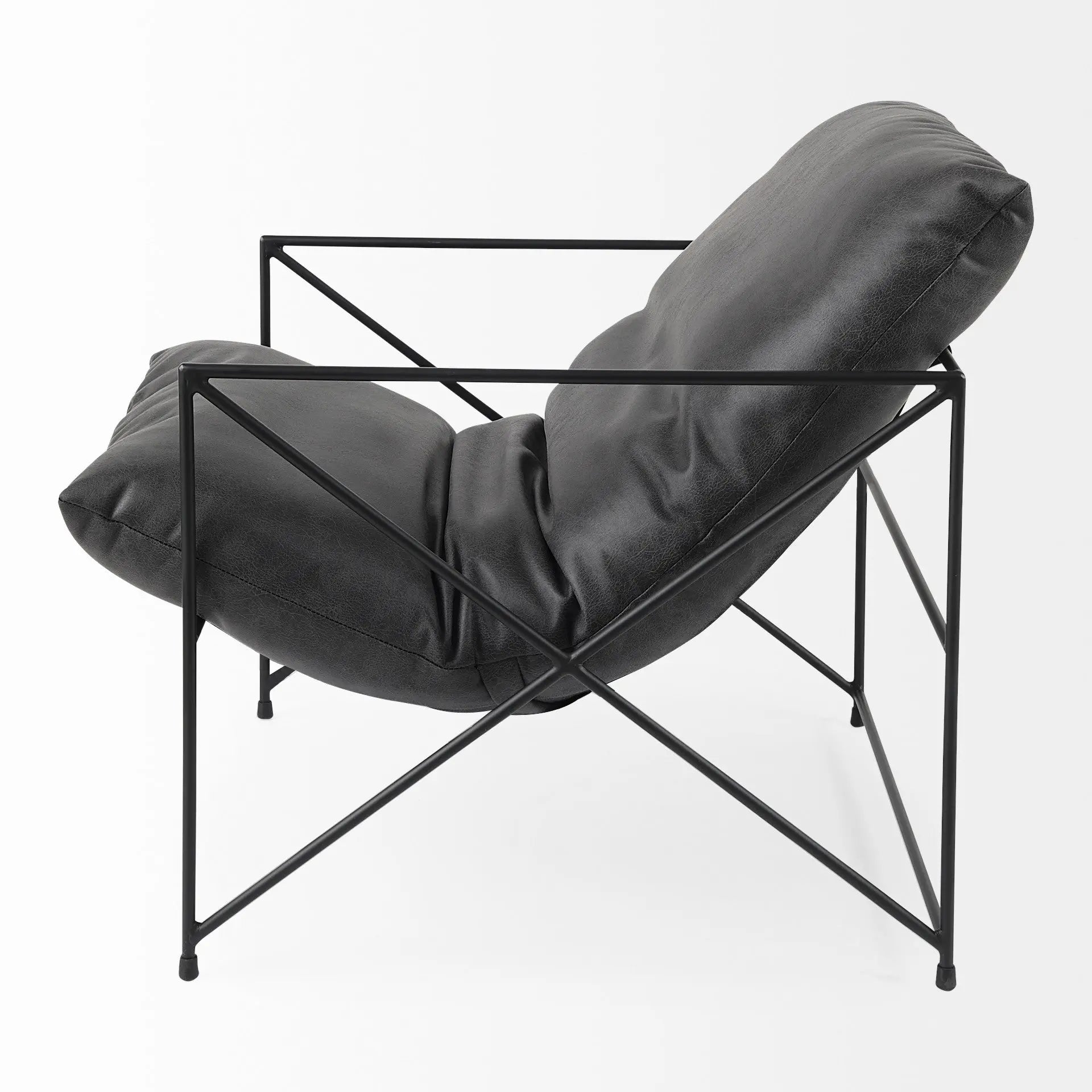30" Black Faux Leather Distressed Wingback Chair Homeroots Living Room