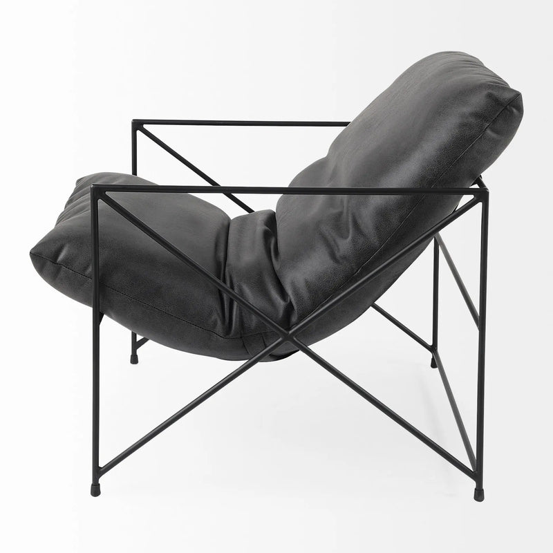 30" Black Faux Leather Distressed Wingback Chair Homeroots Living Room