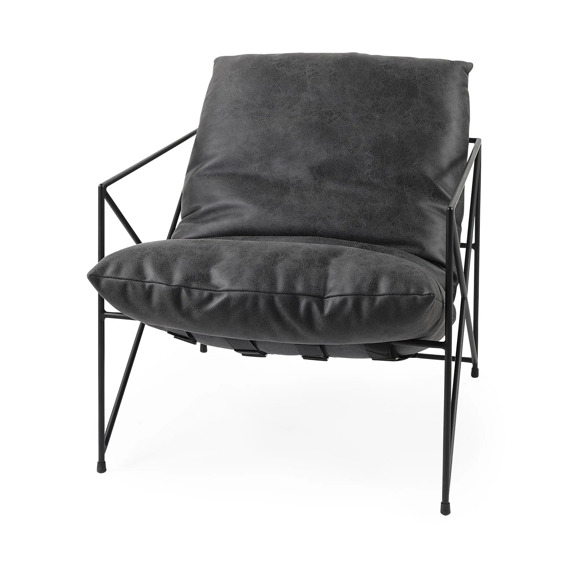 30" Black Faux Leather Distressed Wingback Chair Homeroots Living Room