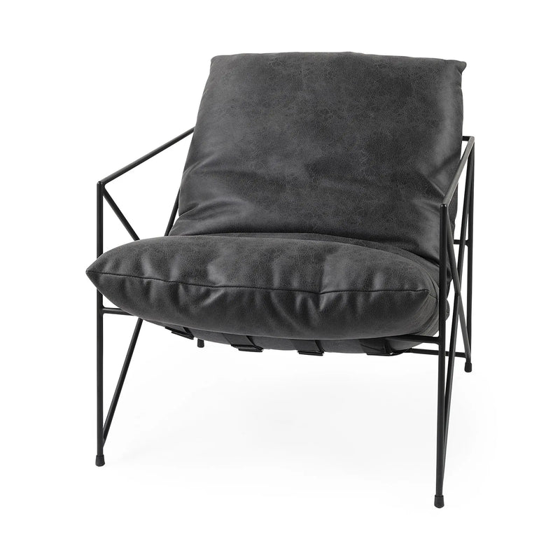 30" Black Faux Leather Distressed Wingback Chair Homeroots Living Room
