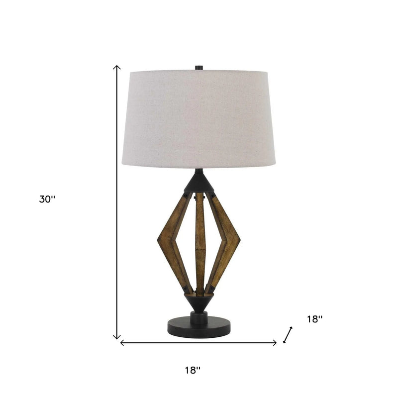 30" Black Metal Lantern Table Lamp With Gray Empire Shade Homeroots Lighting