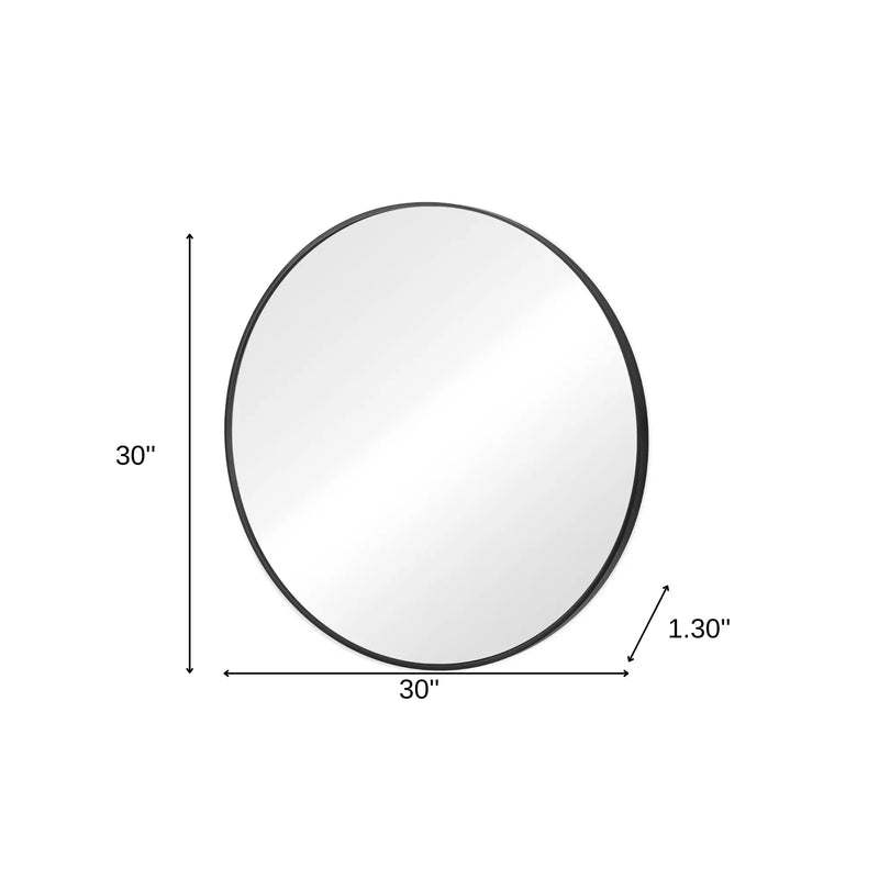 30" Black Metal Round Framed Bathroom Vanity Mirror Homeroots Bed & Bath
