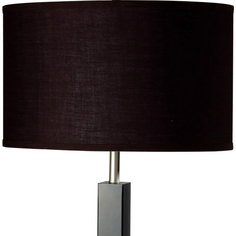 30" Black Polyresin Table Lamp With Brown Classic Drum Shade Homeroots Lighting