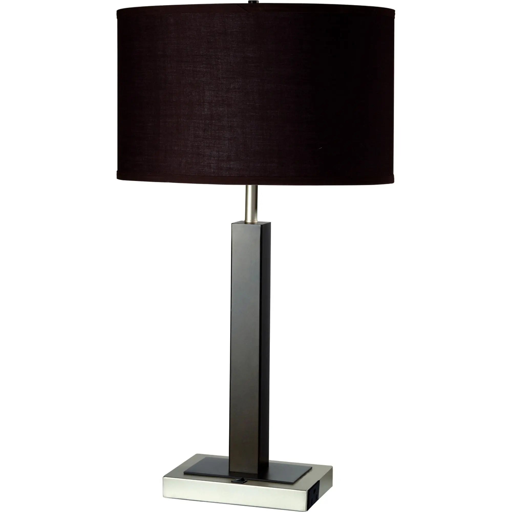 30" Black Polyresin Table Lamp With Brown Classic Drum Shade Homeroots Lighting