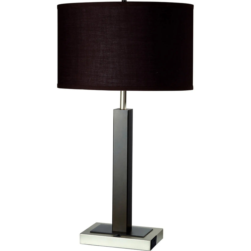 30" Black Polyresin Table Lamp With Brown Classic Drum Shade Homeroots Lighting