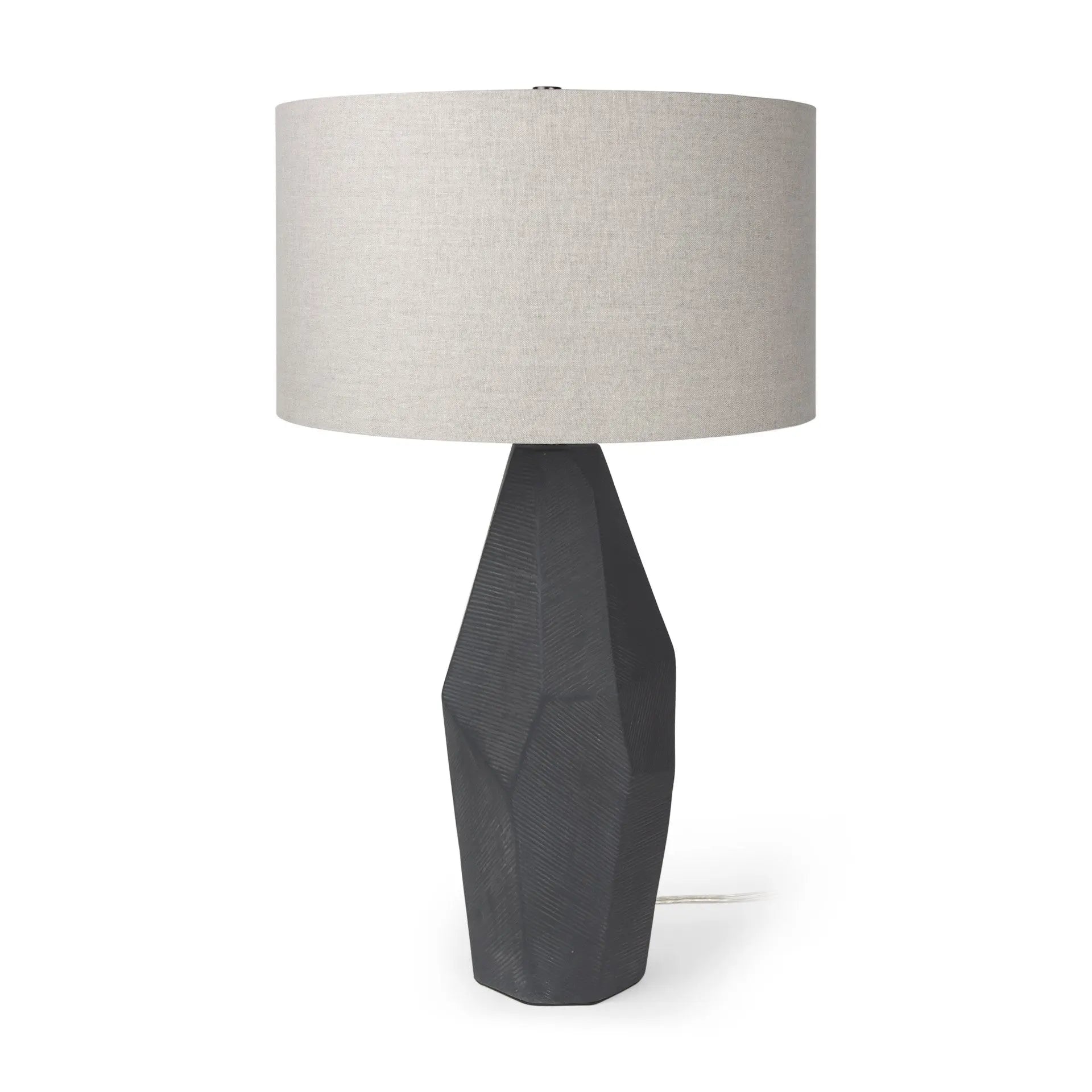 30" Black Round Bedside Lamp With Drum Shade Homeroots Lighting